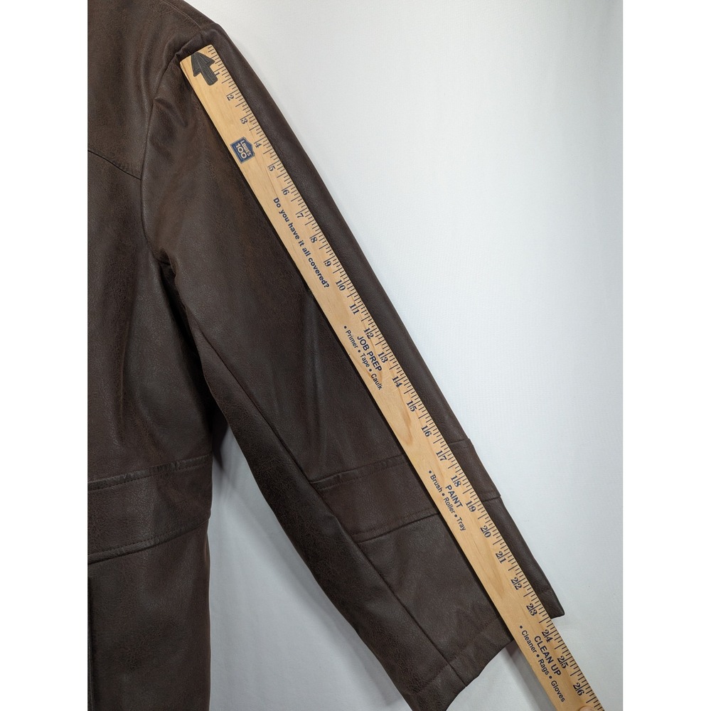 Giacca Brown Faux Leather Button Front Jacket Womens‎ 2X Quilted Lining - Picture 7 of 9